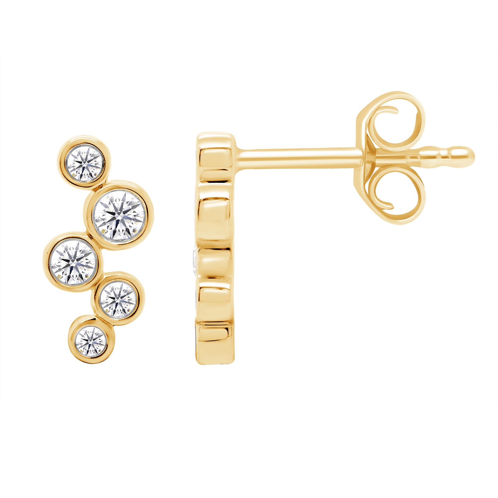 9ct gold 5 stone diamond bubble studs 0.25ct