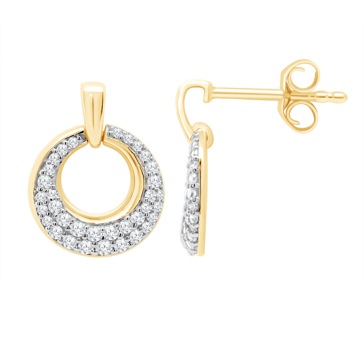 9ct gold diamond set circular earrings 0.30ct