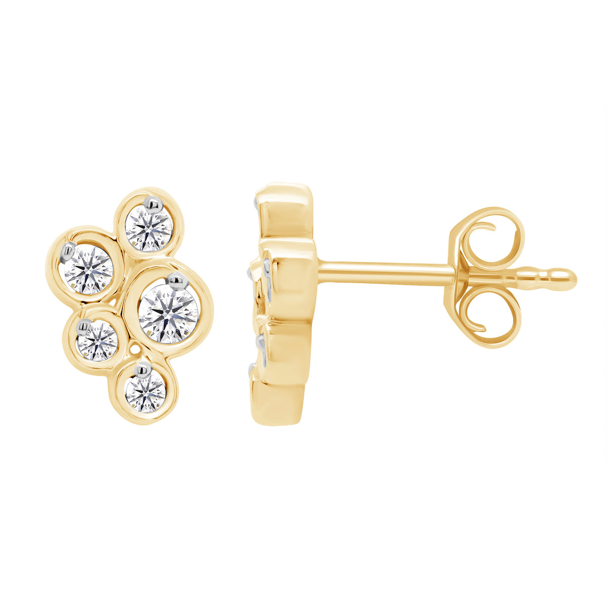 9ct gold 5 stone diamond bubble earrings 0.26ct