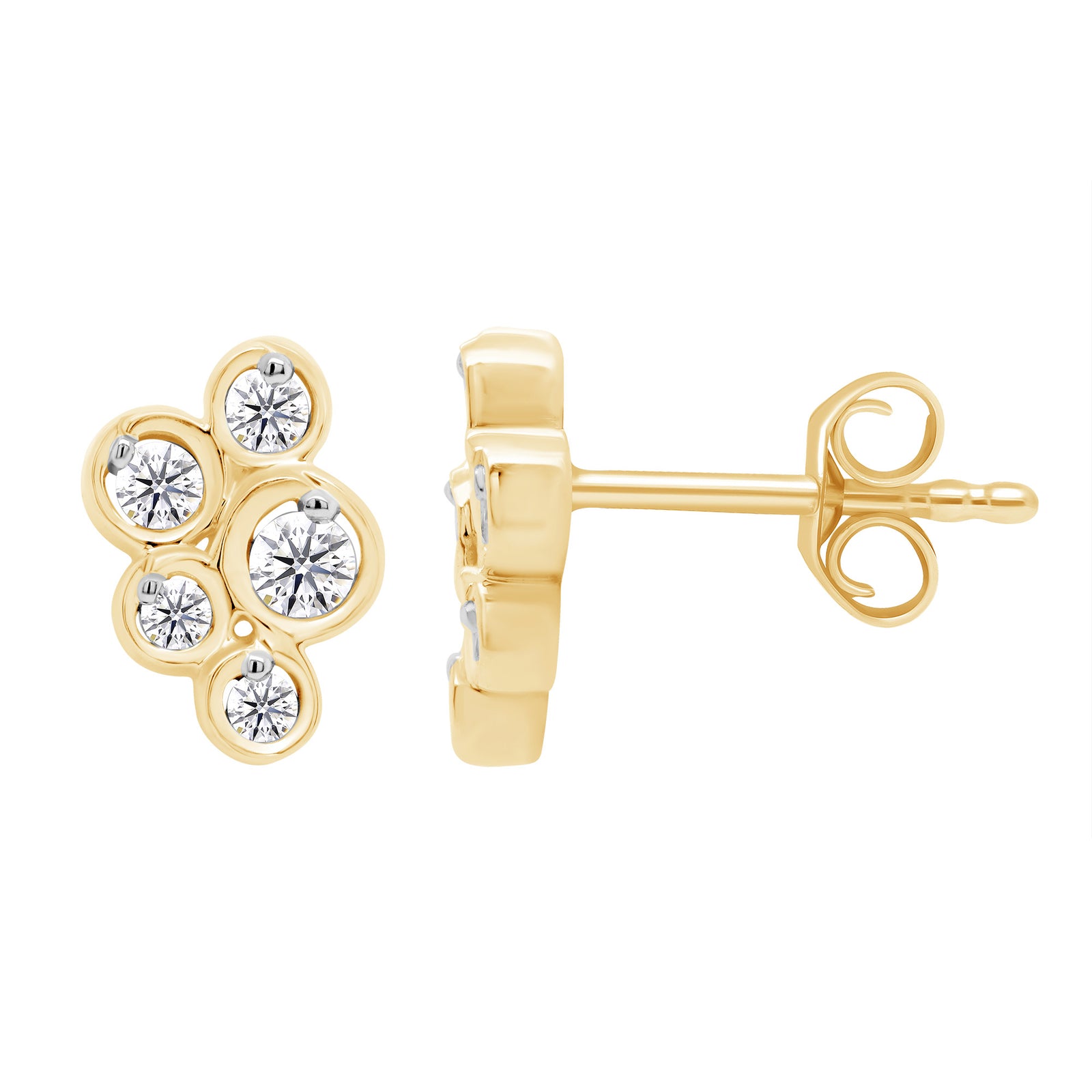 9ct gold 5 stone diamond bubble earrings 0.26ct