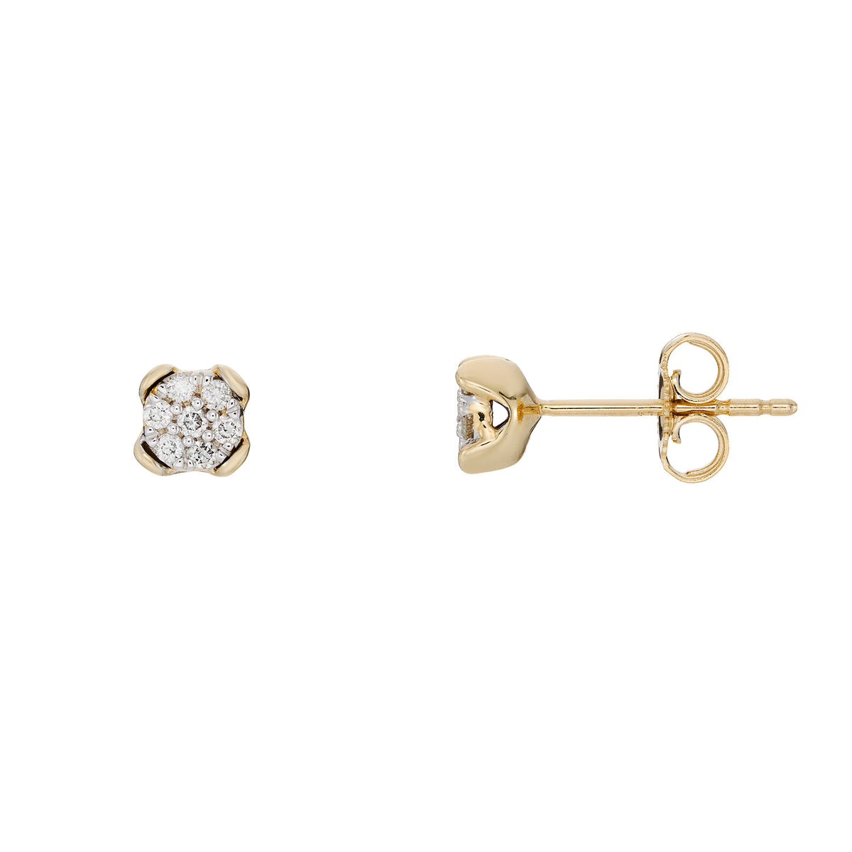 9ct gold diamond cluster studs 0.15cts
