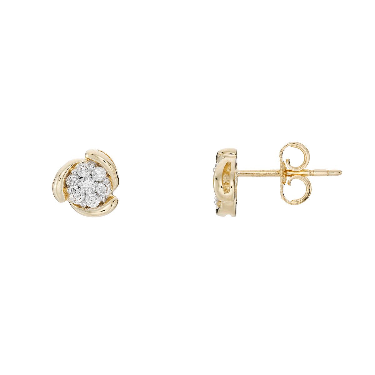 9ct gold diamond cluster studs 0.26cts