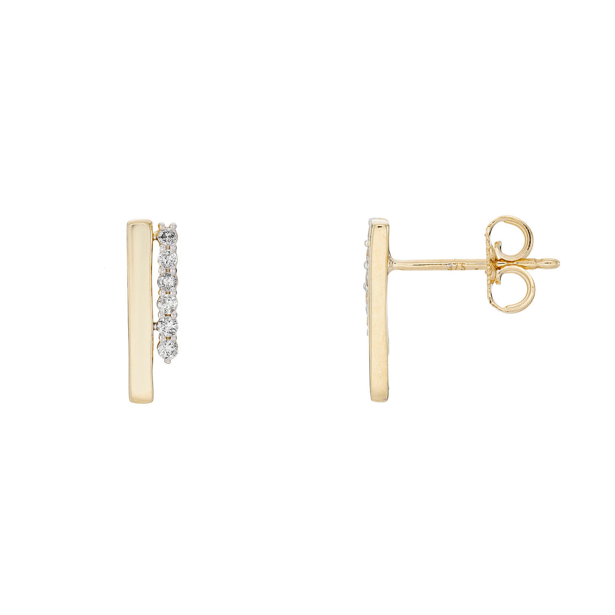 9ct gold diamond bar studs 0.11cts