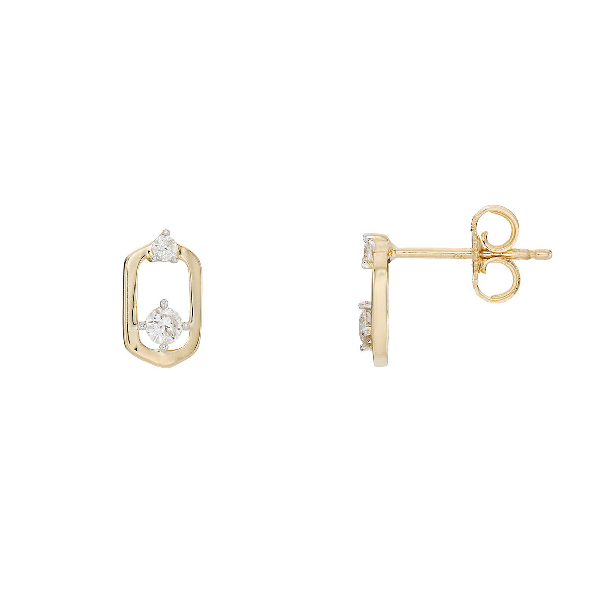 9ct gold diamond oval studs 0.16cts