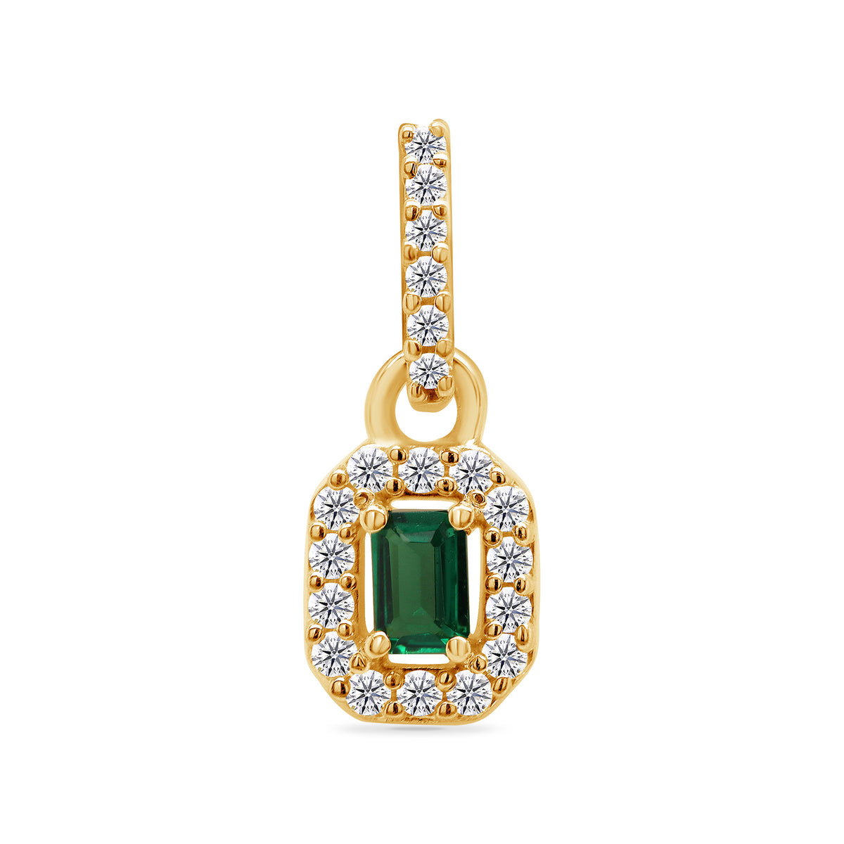 9ct gold  emerald &amp; diamond pendant 0.07ct