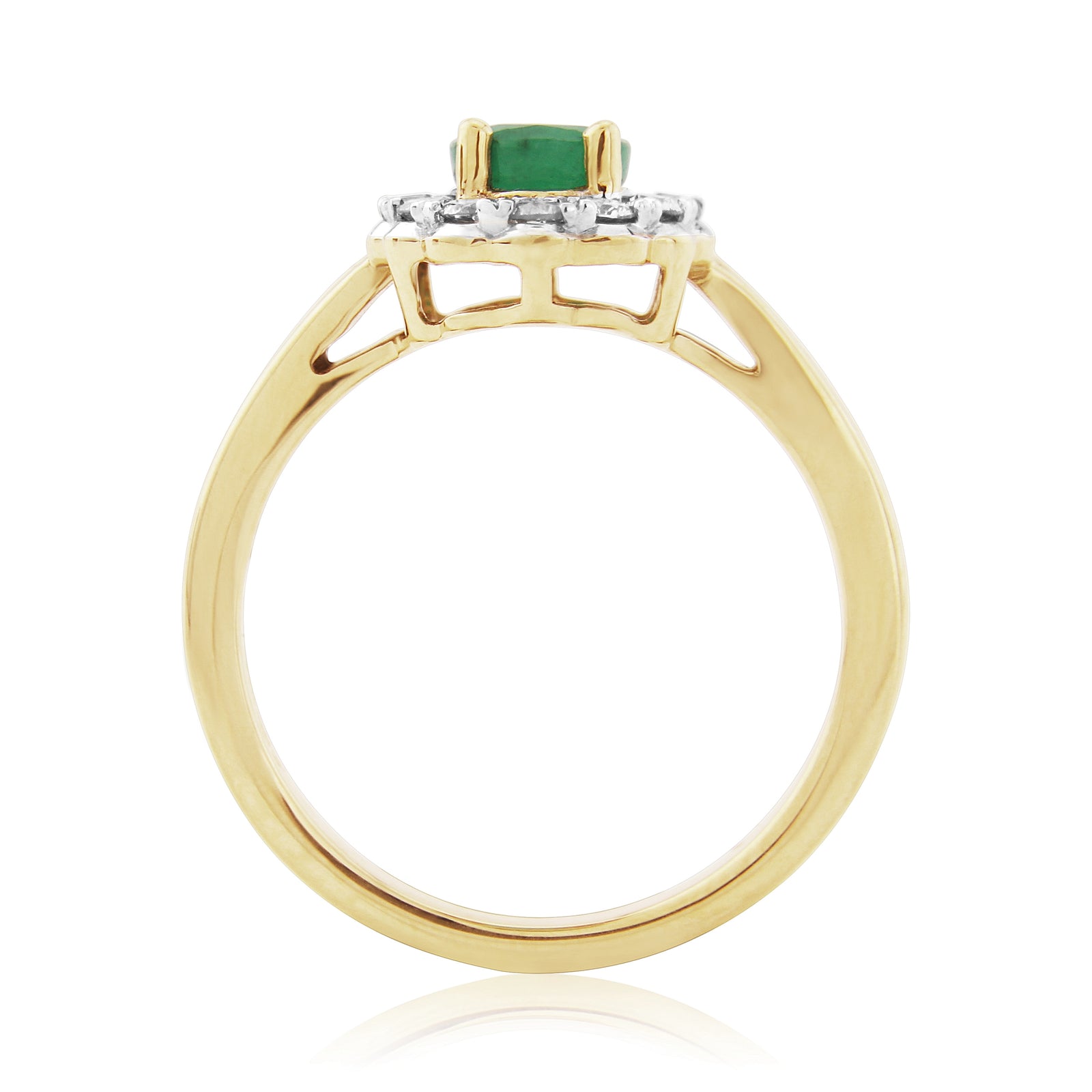 9ct gold 7x5 oval emerald & diamond cluster ring 0.29ct