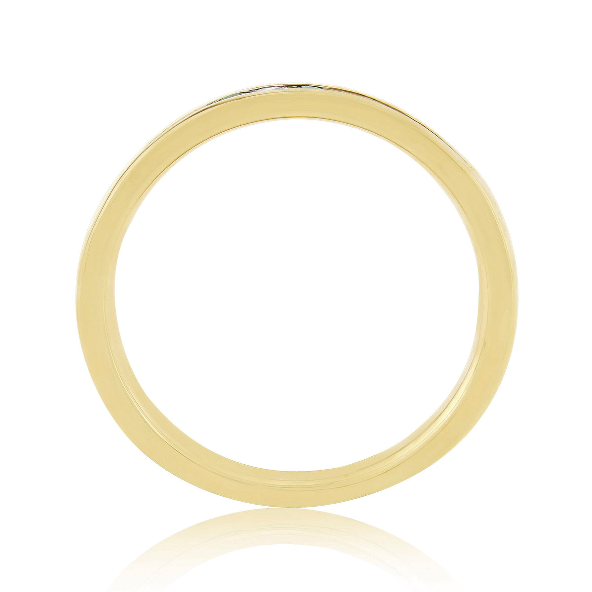 9ct gold emerald & diamond channel set half et ring 0.11ct