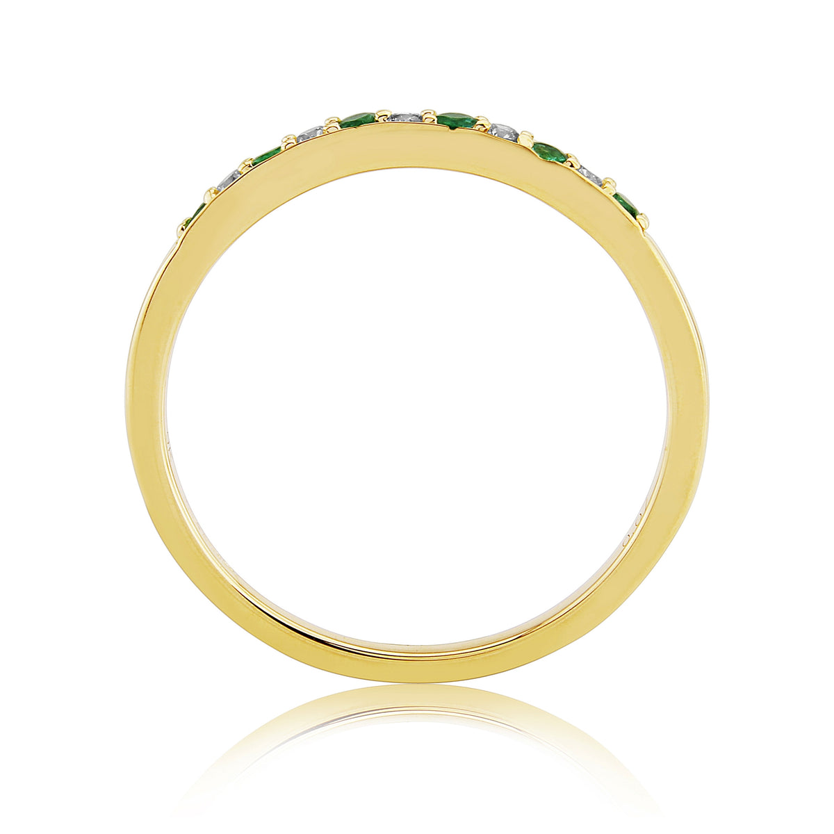 9ct gold 1.50mm emerald & diamond half et ring 0.07ct