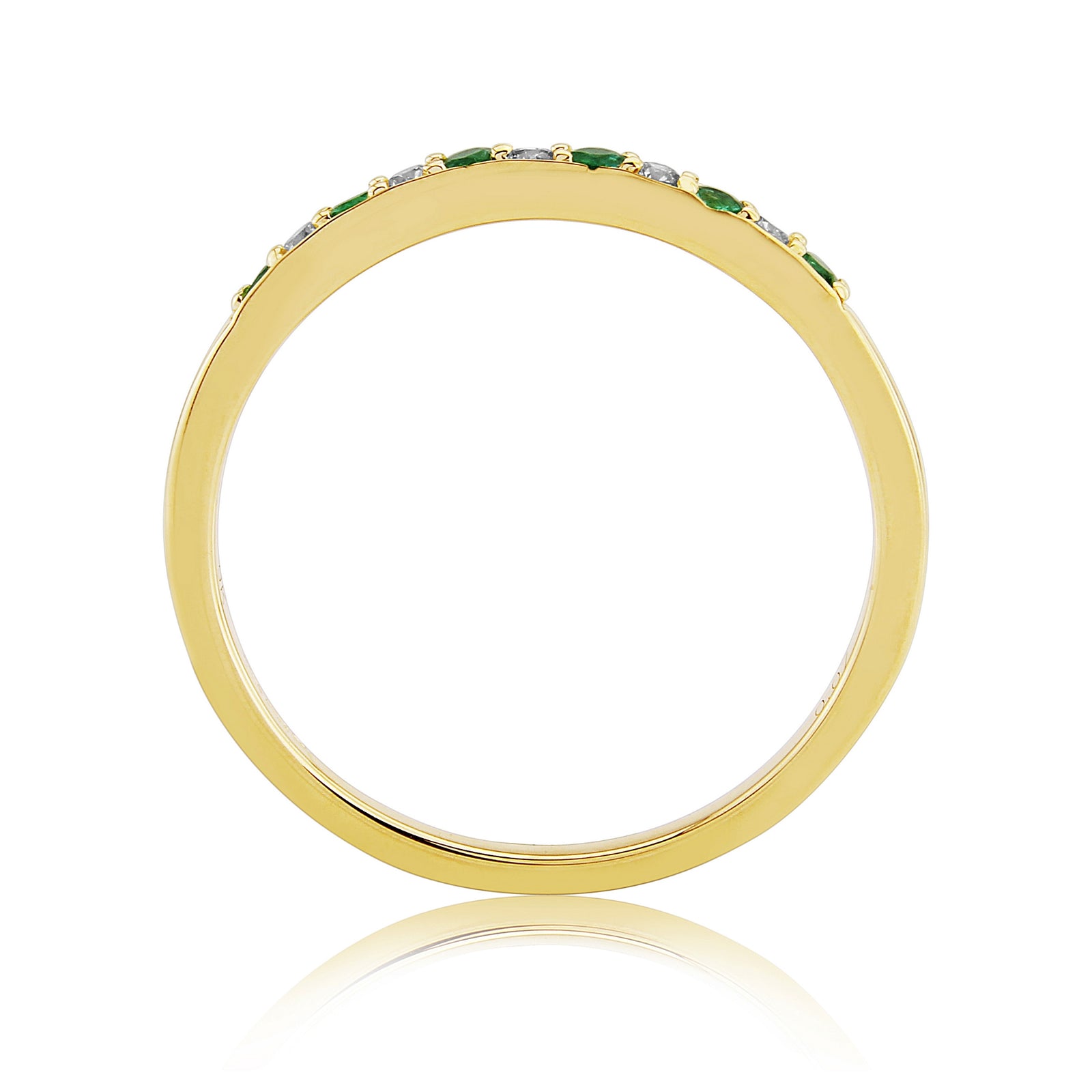 9ct gold 1.50mm emerald & diamond half et ring 0.07ct
