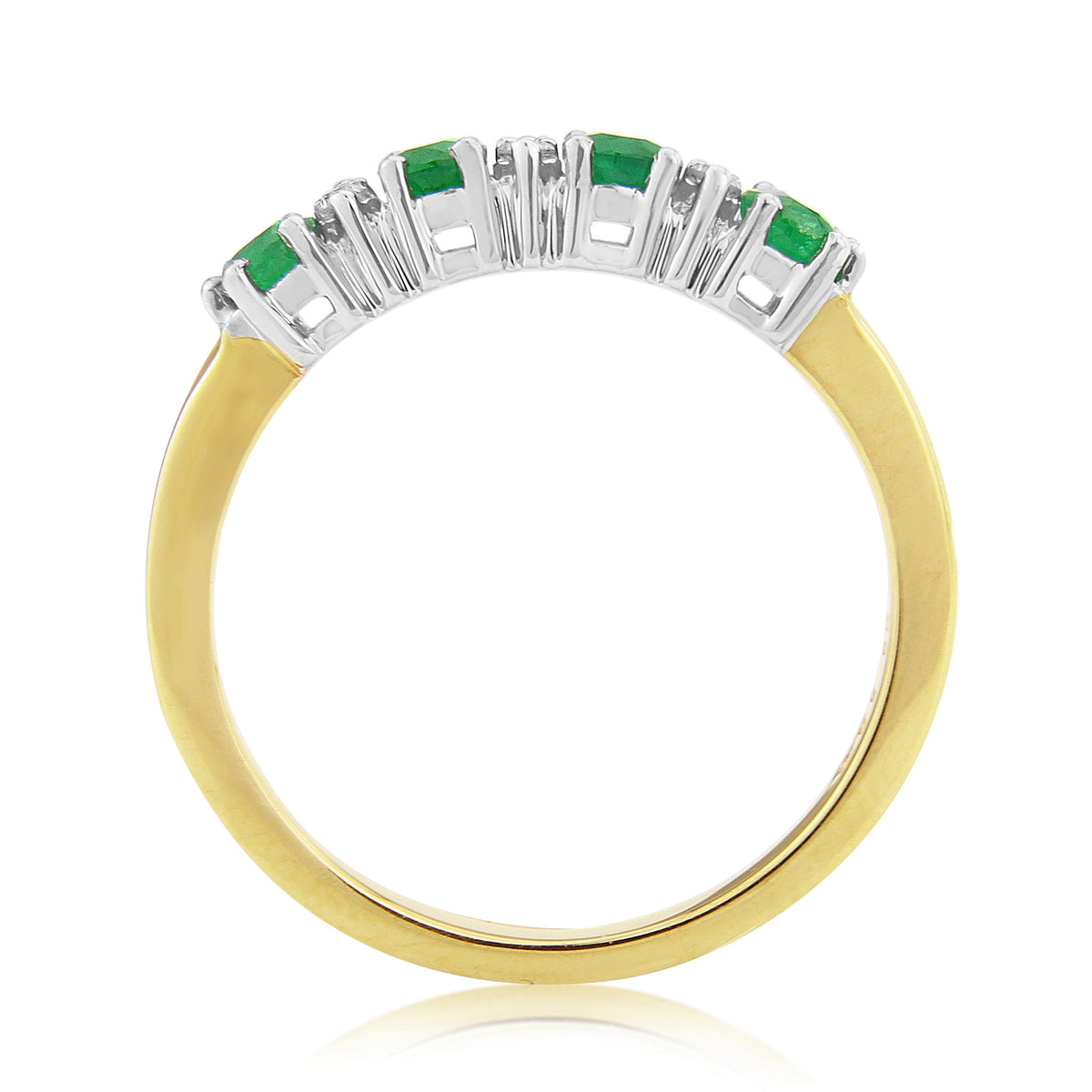 9ct gold 4x3mm oval emeralds & diamond half et ring 0.08ct
