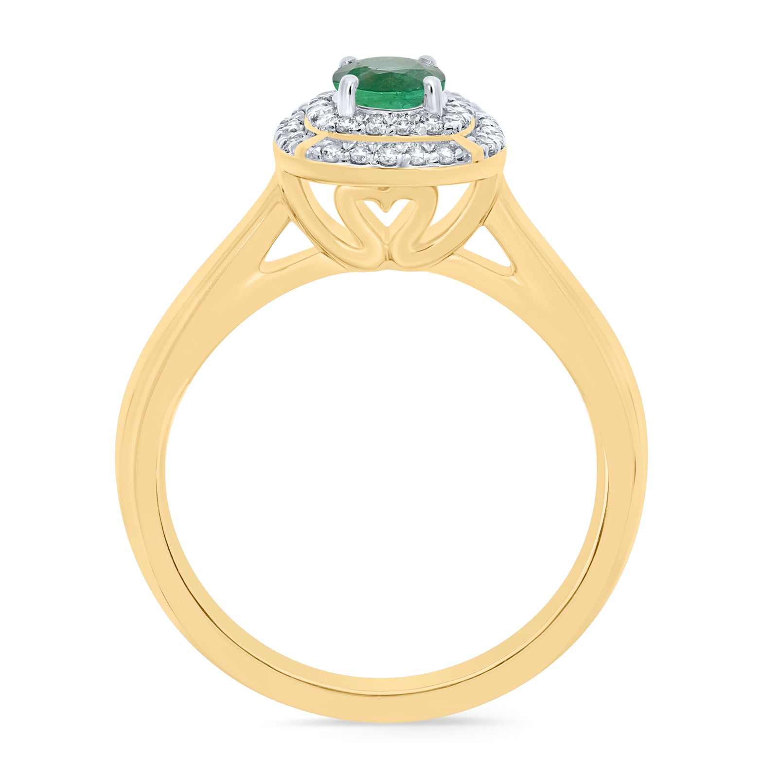 9ct gold 4.5mm round emerald & diamond cluster ring 0.14ct