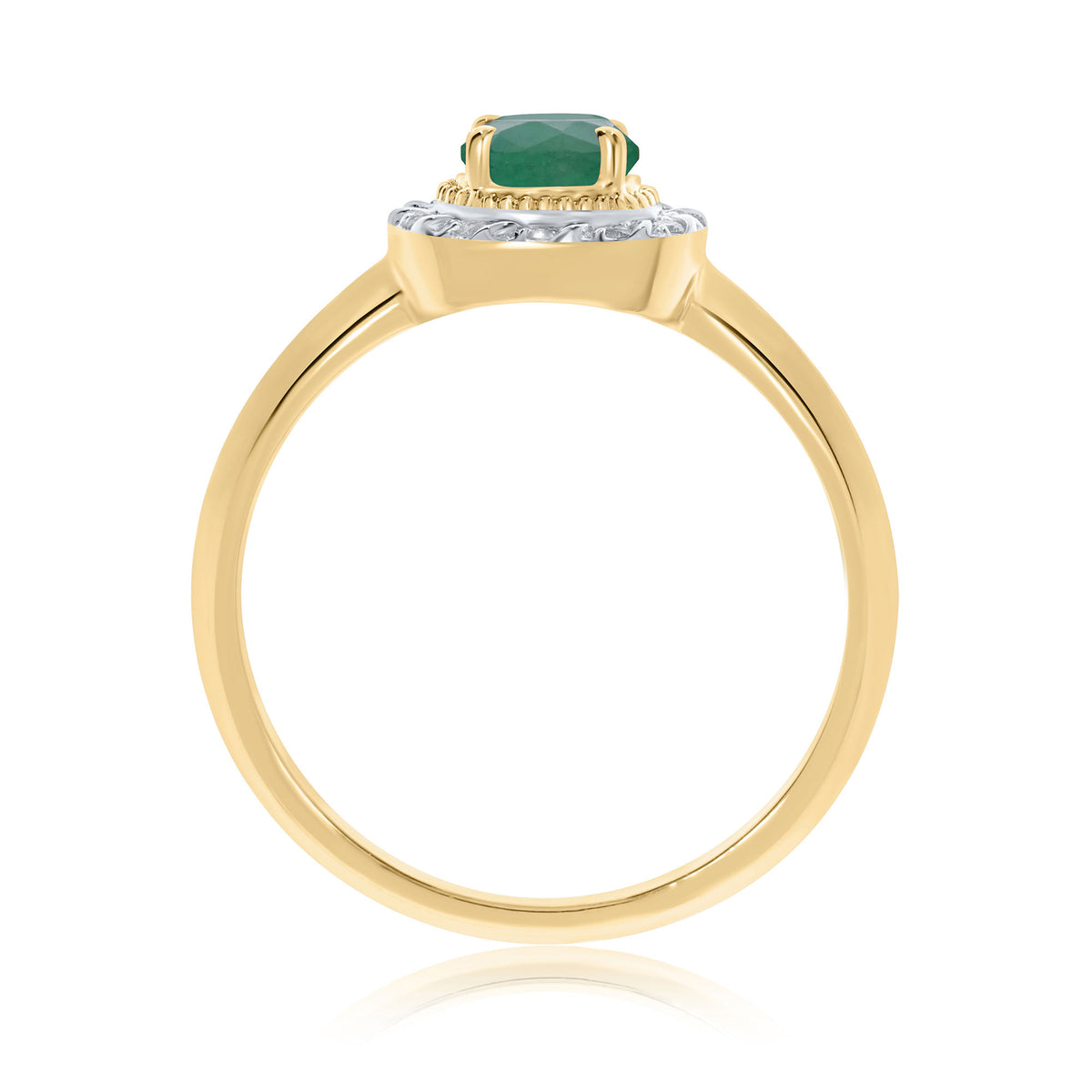 9ct gold 5mm round emerald & diamond cluster ring 0.08ct