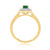 9ct gold 6x4mm oval emerald & two row diamond cluster ring 0.20ct