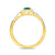 9ct gold 6x4mm octagon cut emerald & diamond cluster ring with diamond set crossover shoulders 0.21ct