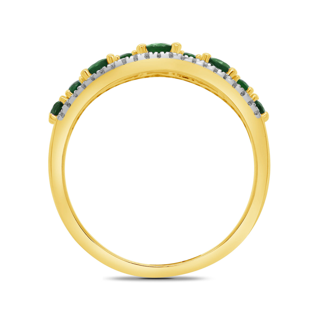 9ct gold emerald & diamond half et ring 0.17ct
