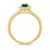9ct gold 6x4mm oval emerald & diamond cluster ring with diamond set shoulders 0.20ct