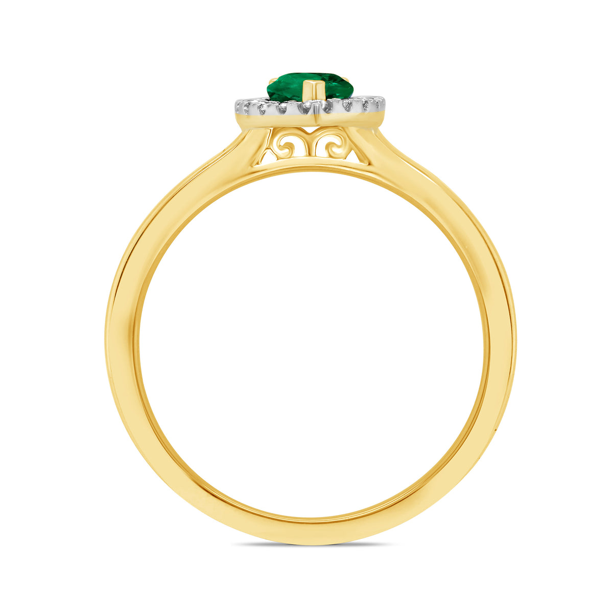 9ct gold 6x4mm pear shape emerald & diamond cluster ring  0.10ct