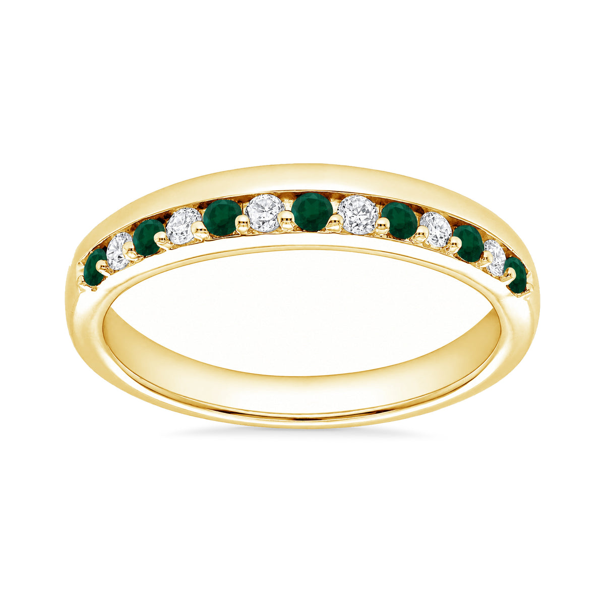 9ct gold emerald &amp; diamond half et ring 0.11ct
