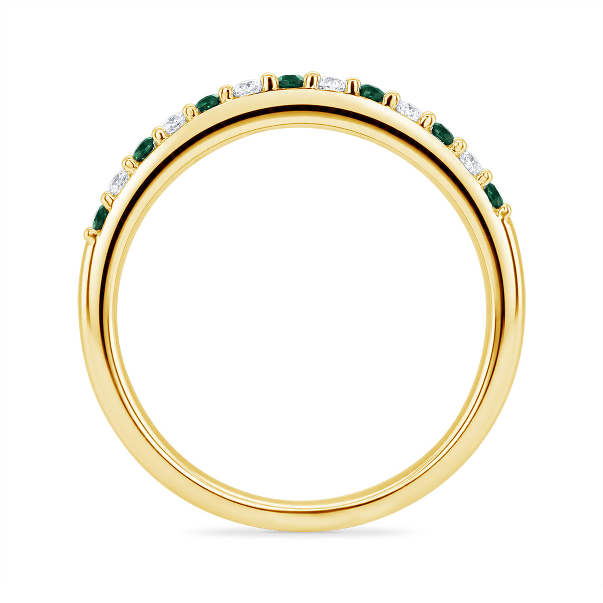 9ct gold emerald & diamond half et ring 0.11ct