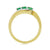 9ct gold three stone emerald ( 1 x 3.5mm & 2 x 3.25mm) & diamond cross-over ring 0.17ct