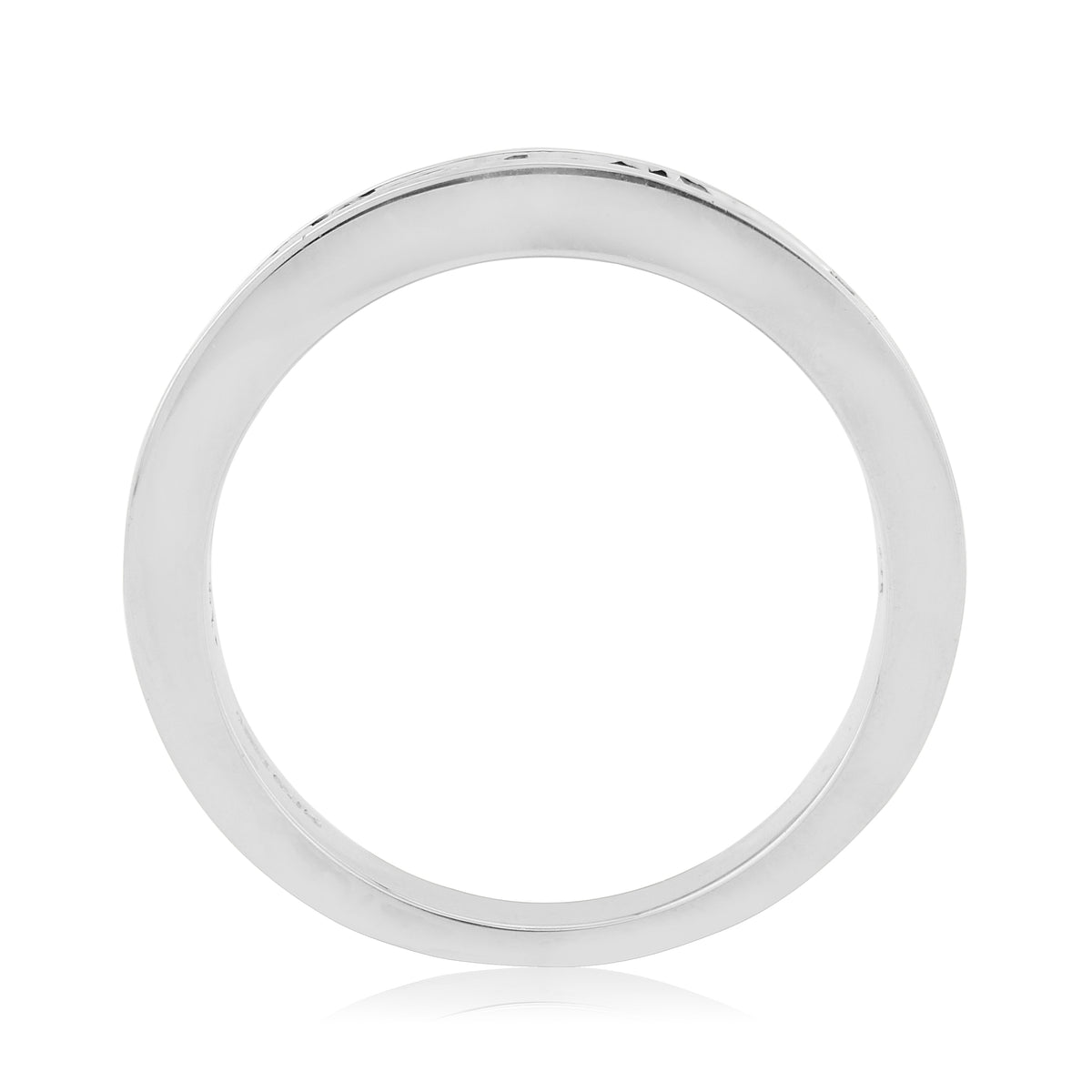 9ct white gold emerald & diamond channel set half et ring 0.14ct