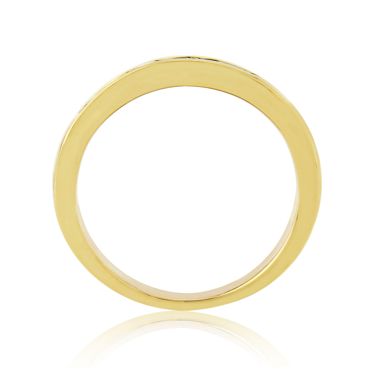 9ct gold emerald & diamond channel set half et ring 0.14ct