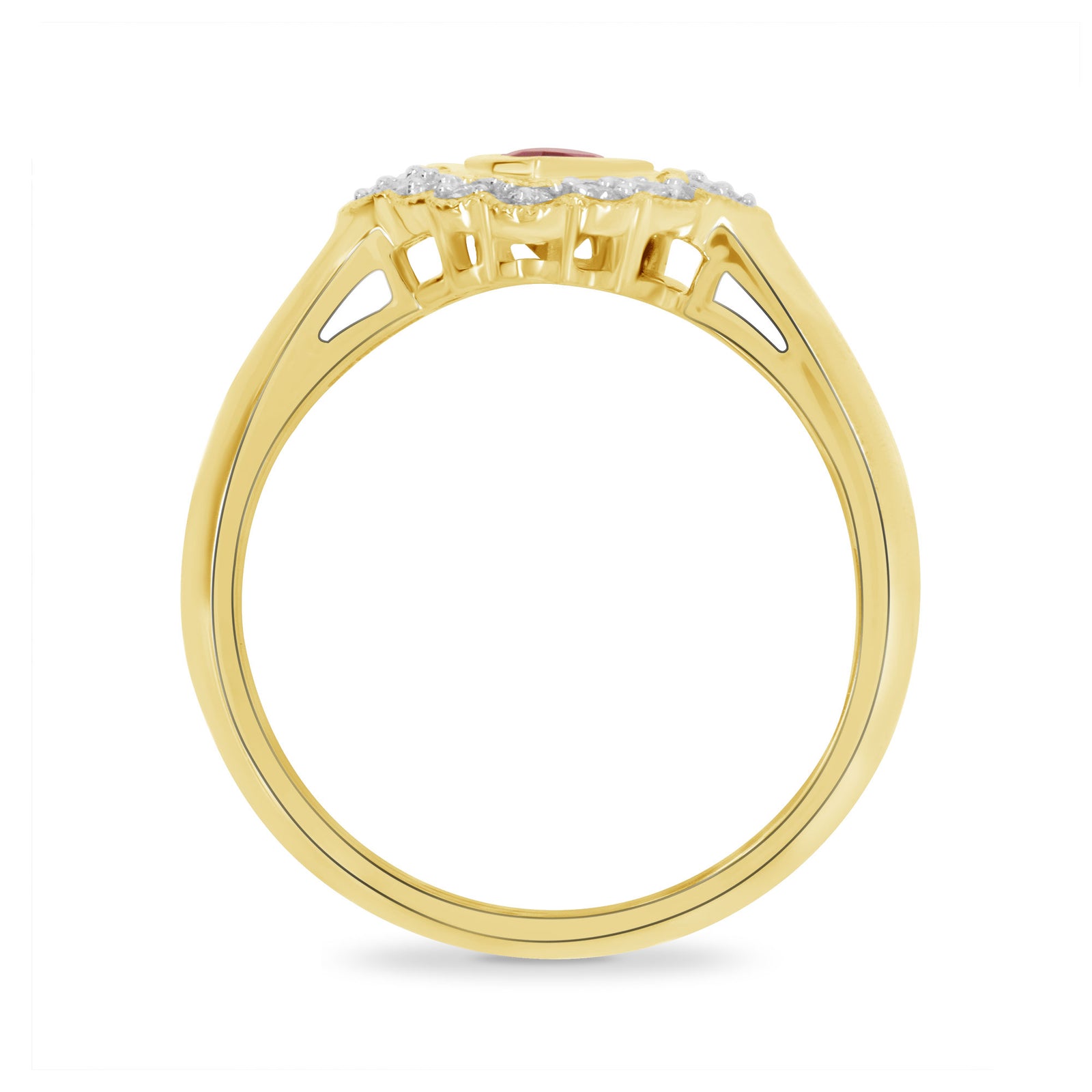 9ct gold 8x4mm marquise shape garnet & antique style diamond cluster ring 0.15ct