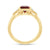 9ct gold 9x7mm octagon cut rubover set garnet & diamond ring 0.05ct