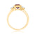 9ct gold 6mm cushion shape rub over set garnet & diamond ring 0.14ct