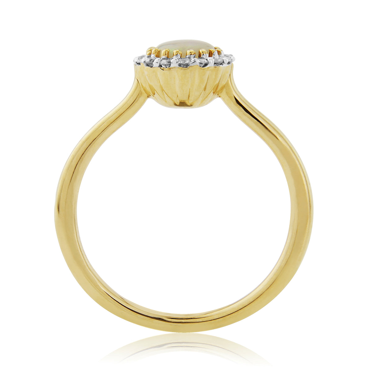 9ct gold 5.00mm round opal & diamond cluster ring  0.13ct