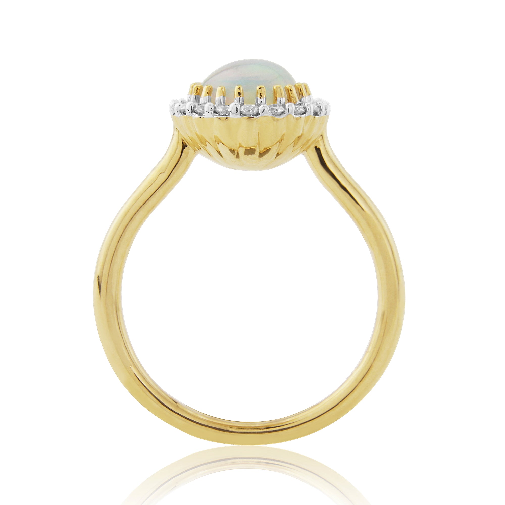 9ct gold 9x7mm oval opal & diamond cluster ring 0.24ct