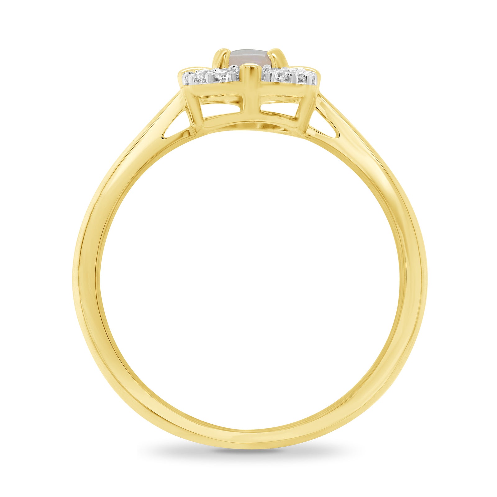 9ct gold 6x4mm oval opal & diamond set cluster ring 0.10ct