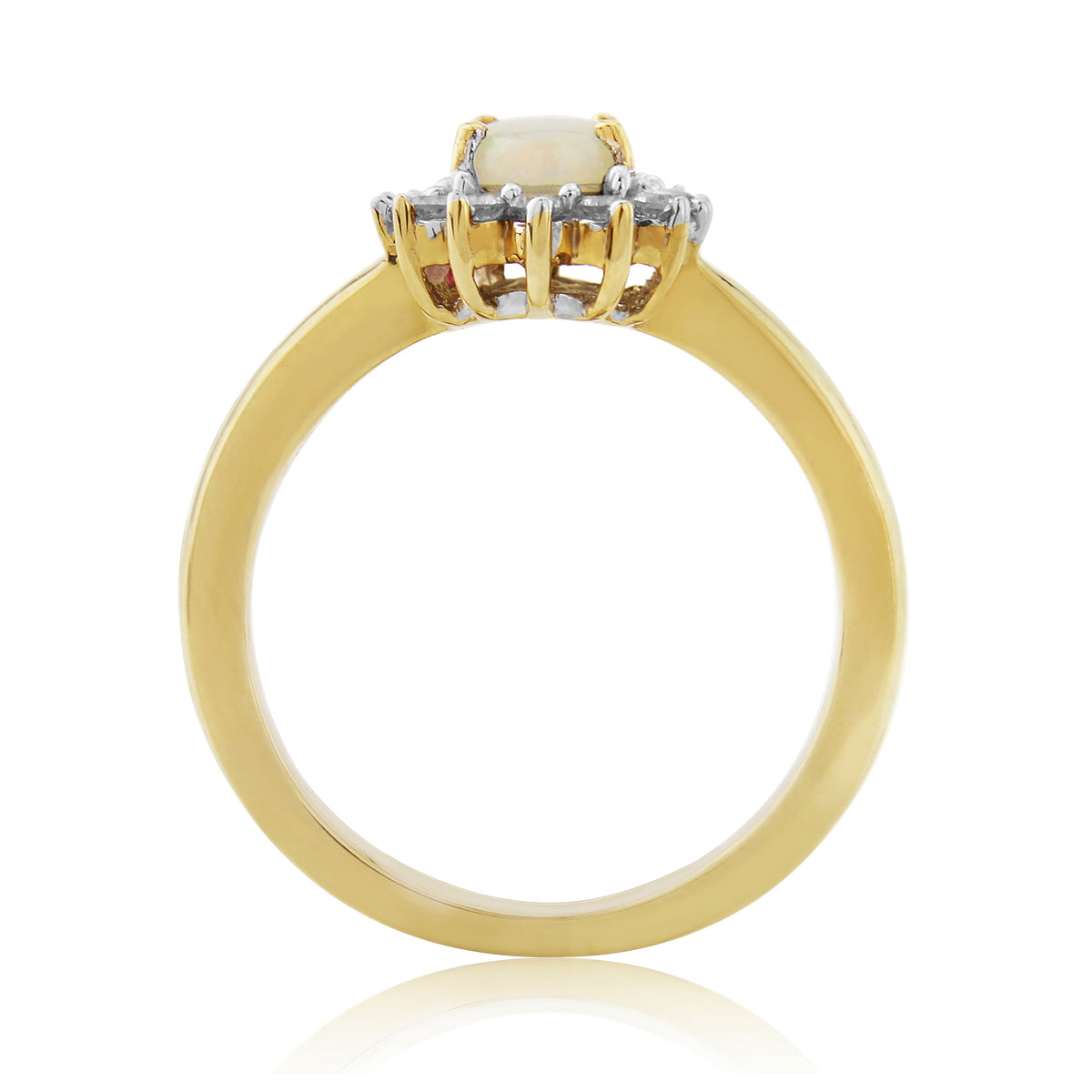 9ct gold 7x5mm oval opal & diamond cluster ring 0.25ct