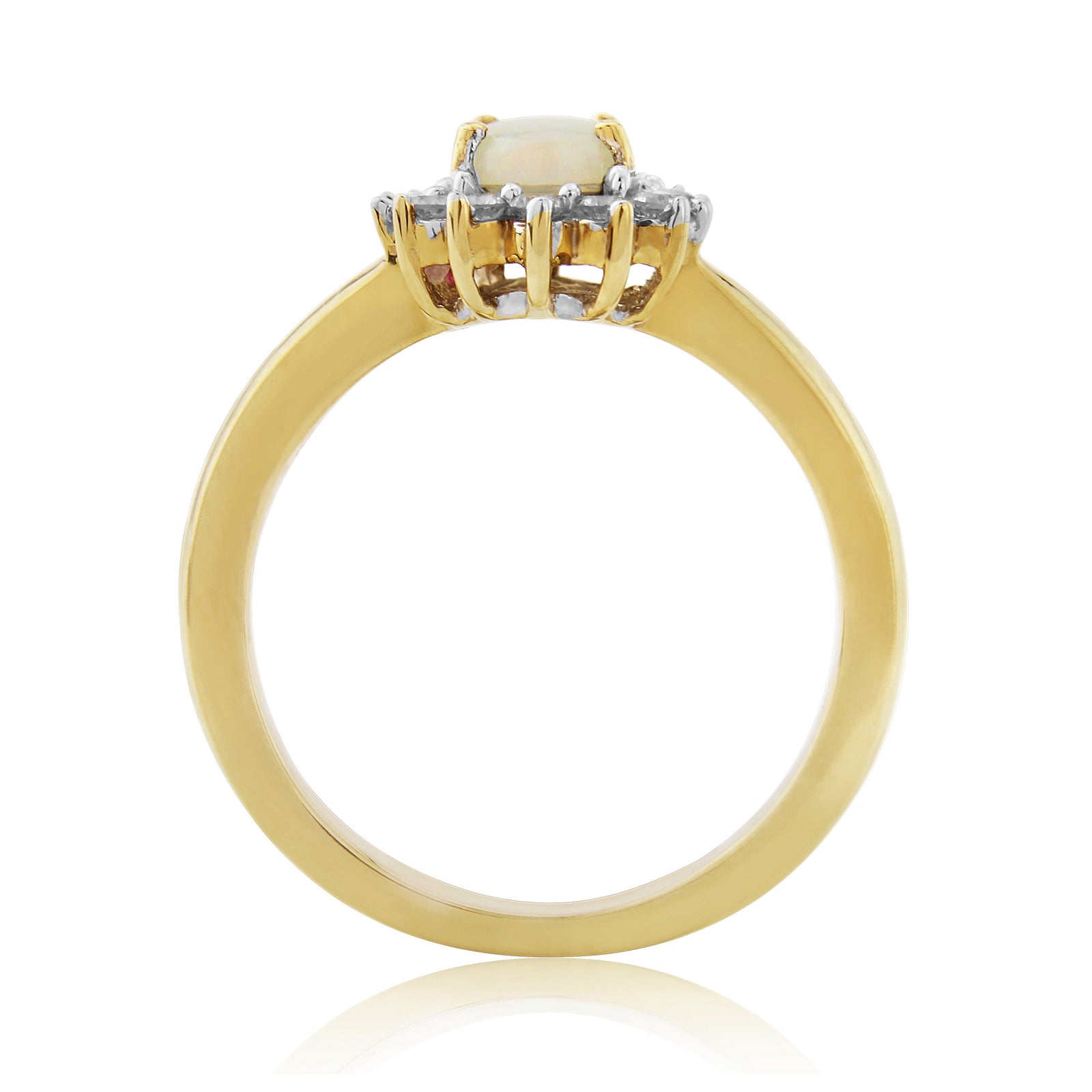 9ct gold 7x5mm oval opal & diamond cluster ring 0.25ct