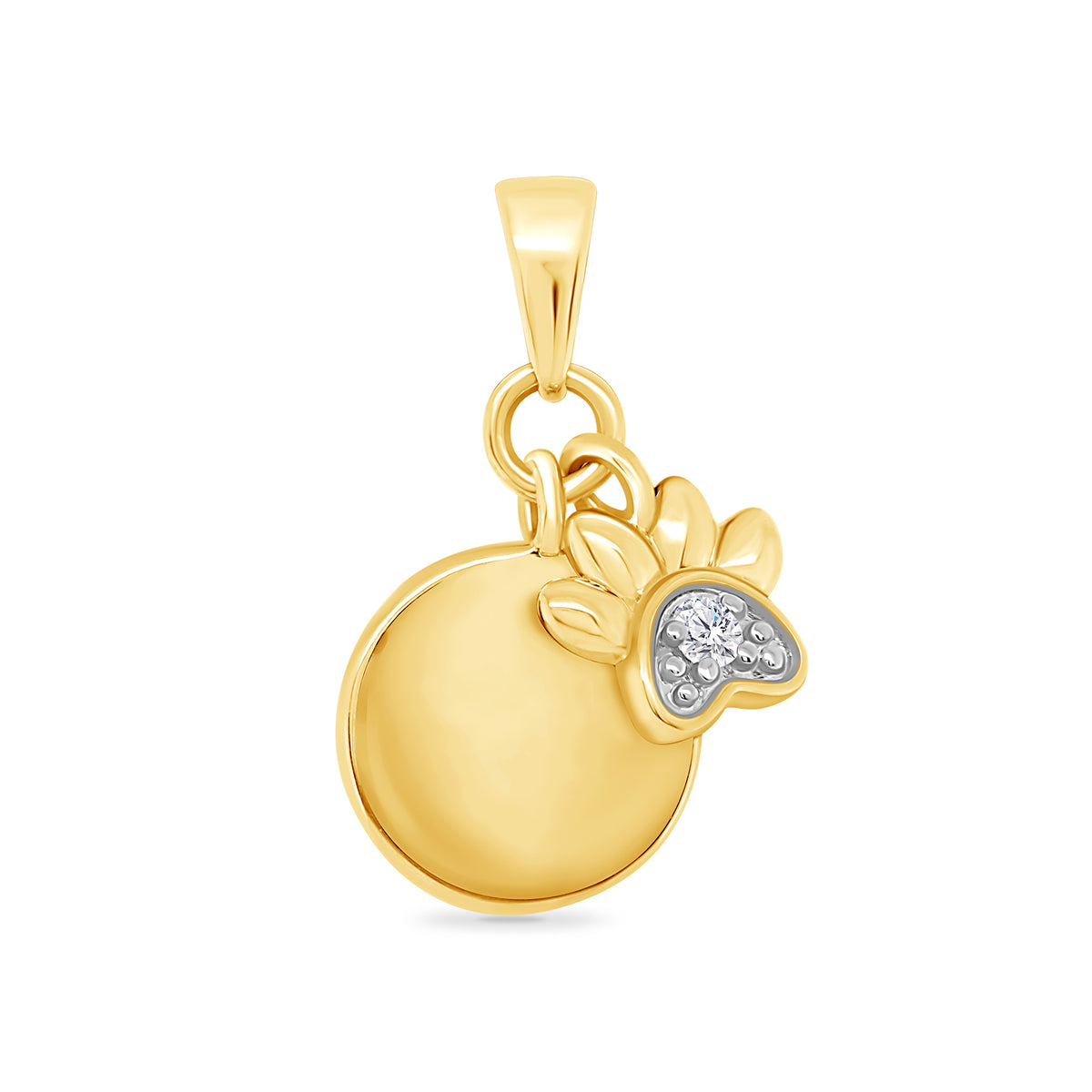 9ct gold diamond set dog paw &amp; disc pendant 0.02ct