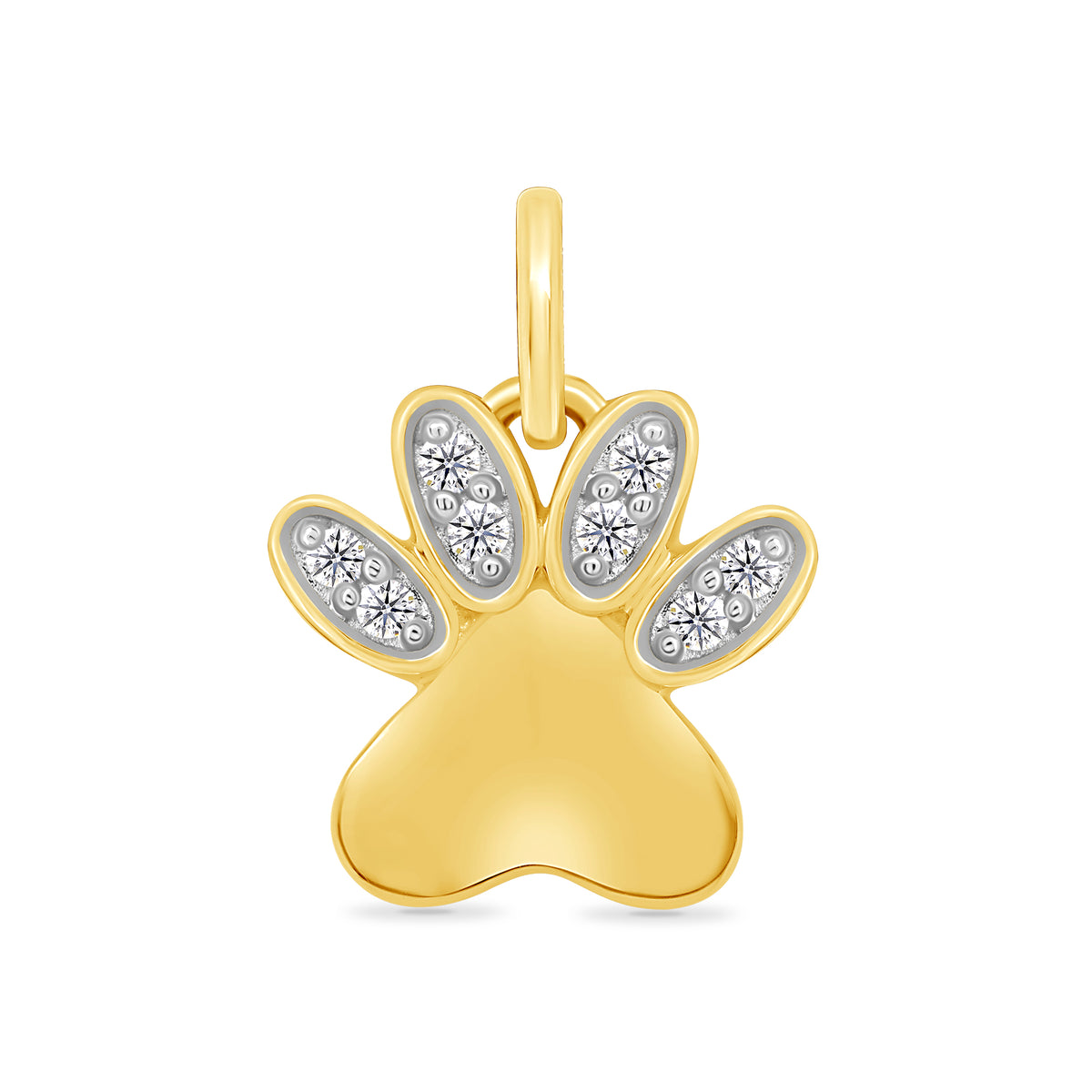 9ct gold diamond set dog paw pendant 0.06ct