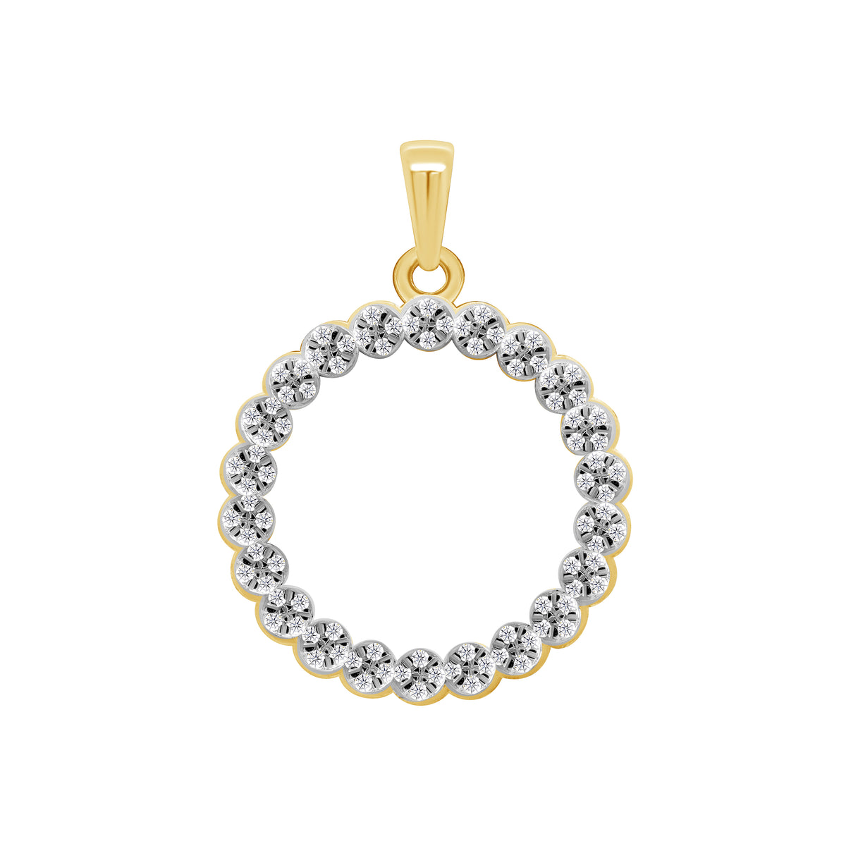 9ct gold diamond set circle pendant 0.13ct