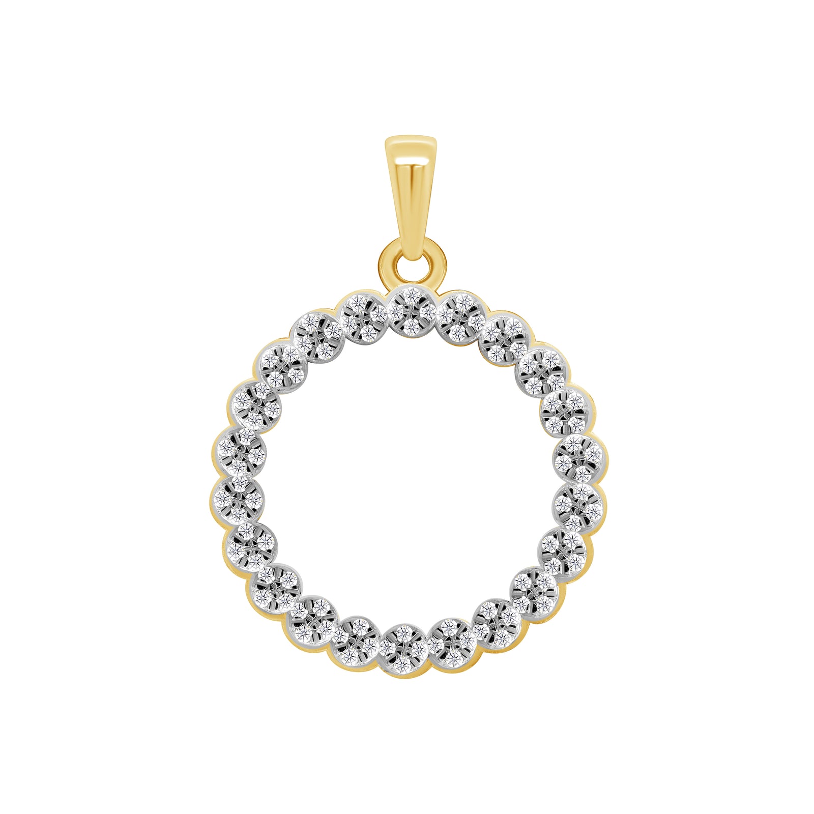 9ct gold diamond set circle pendant 0.13ct