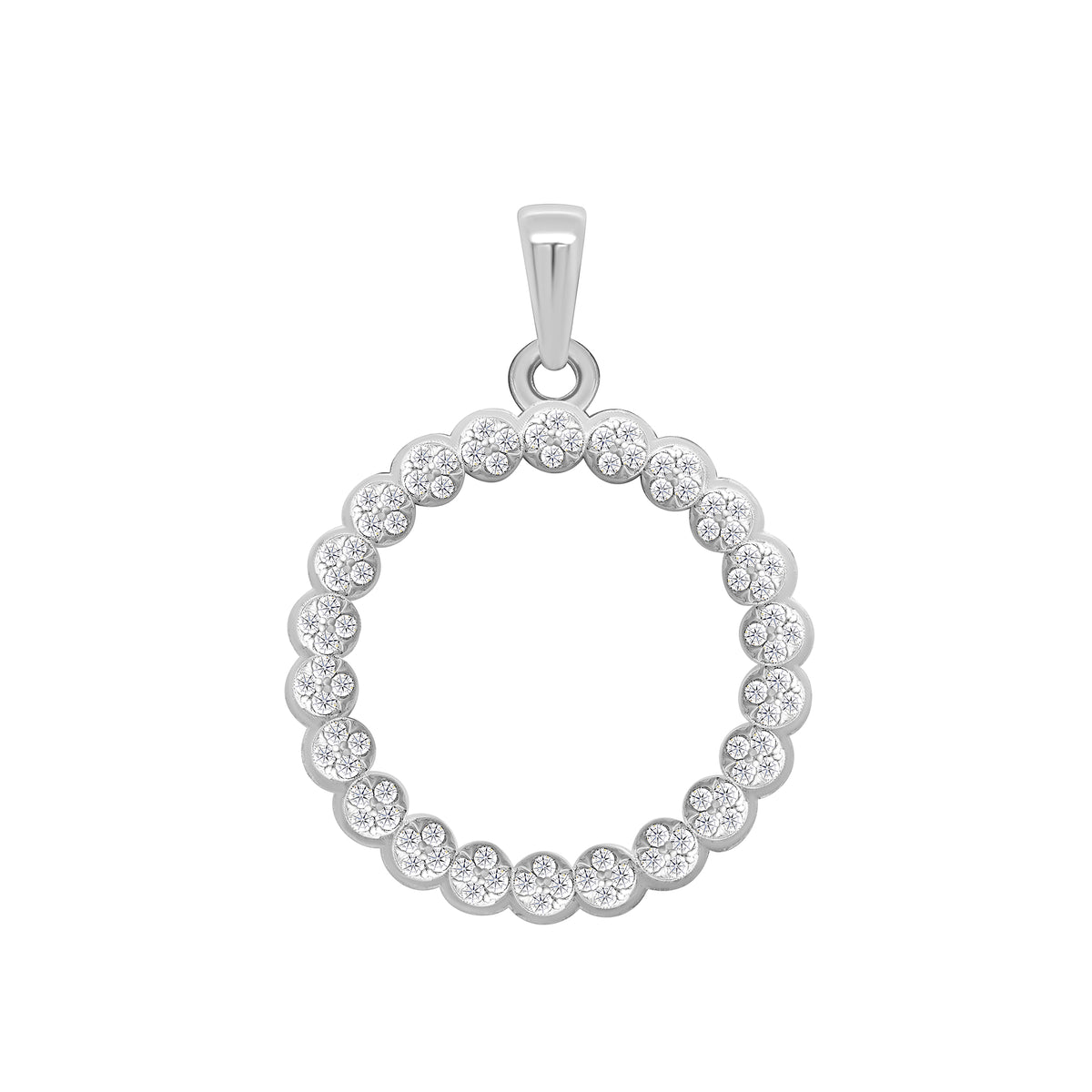 9ct white gold circle diamond pendant 0.13ct
