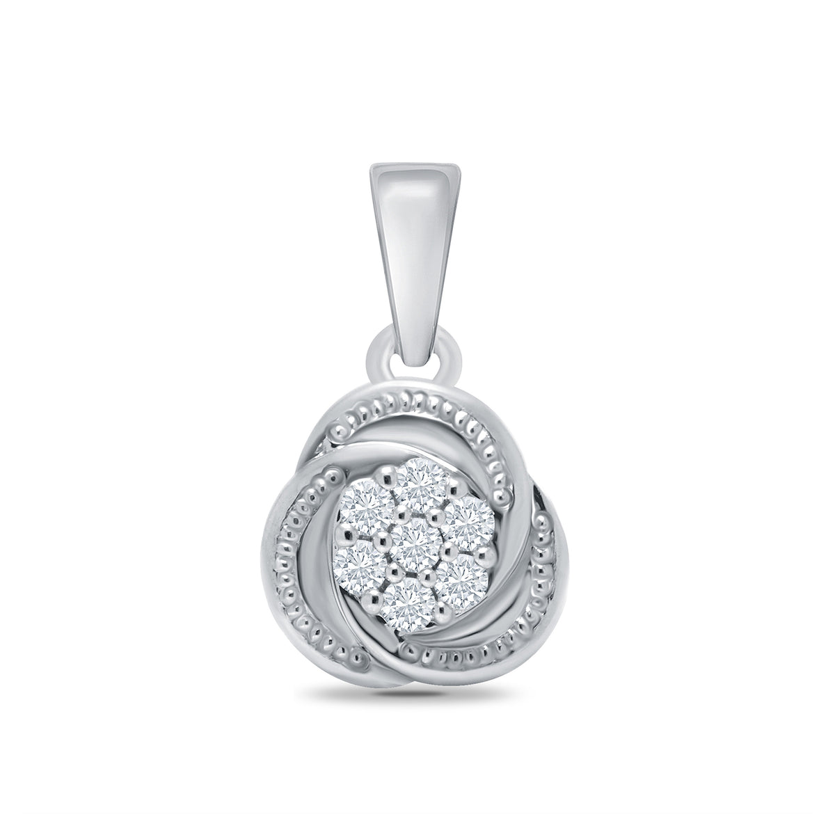 9ct white gold diamond cluster pendant 0.07ct