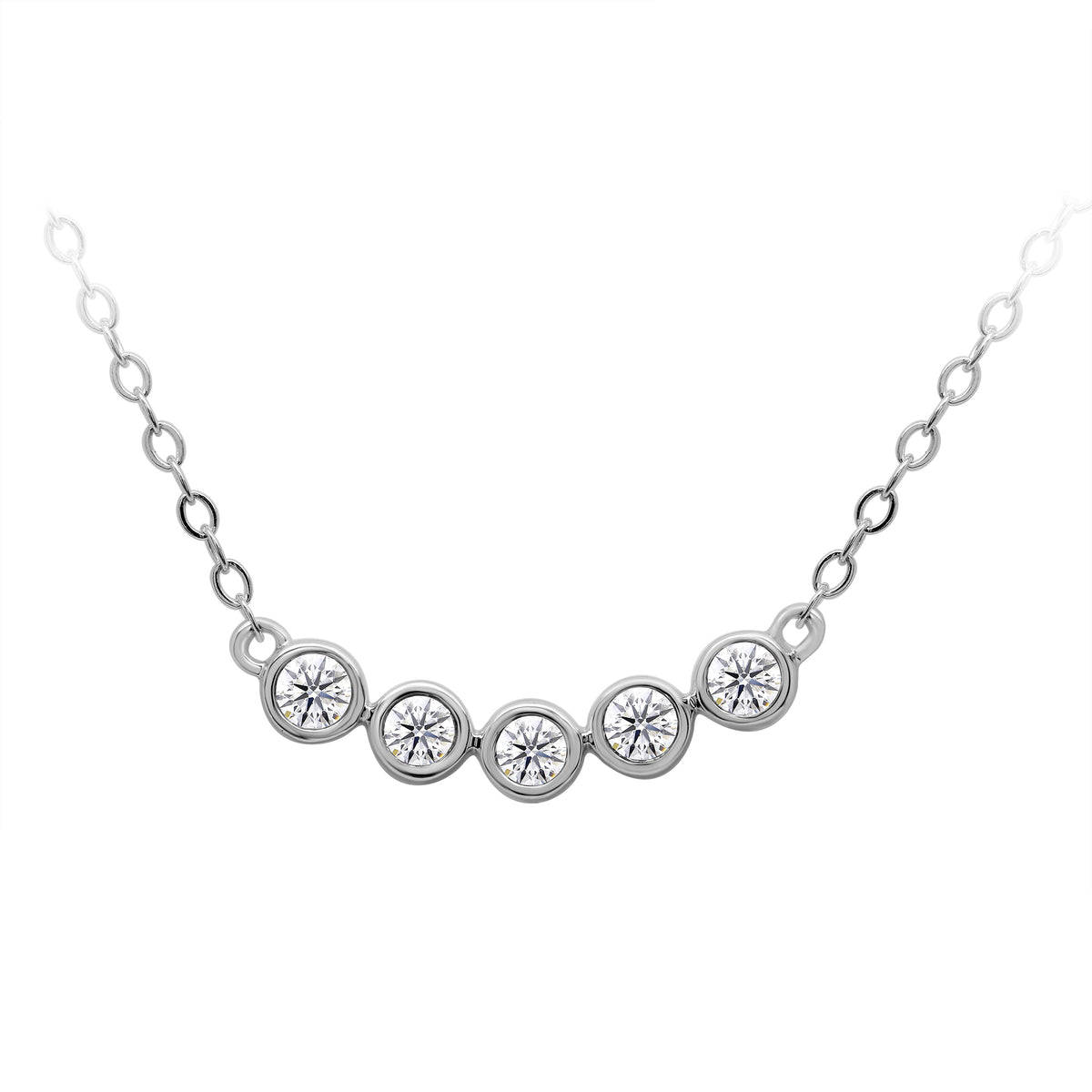 9ct white gold 5 stone diamond pendant 0.26cts &amp; chain (included)
