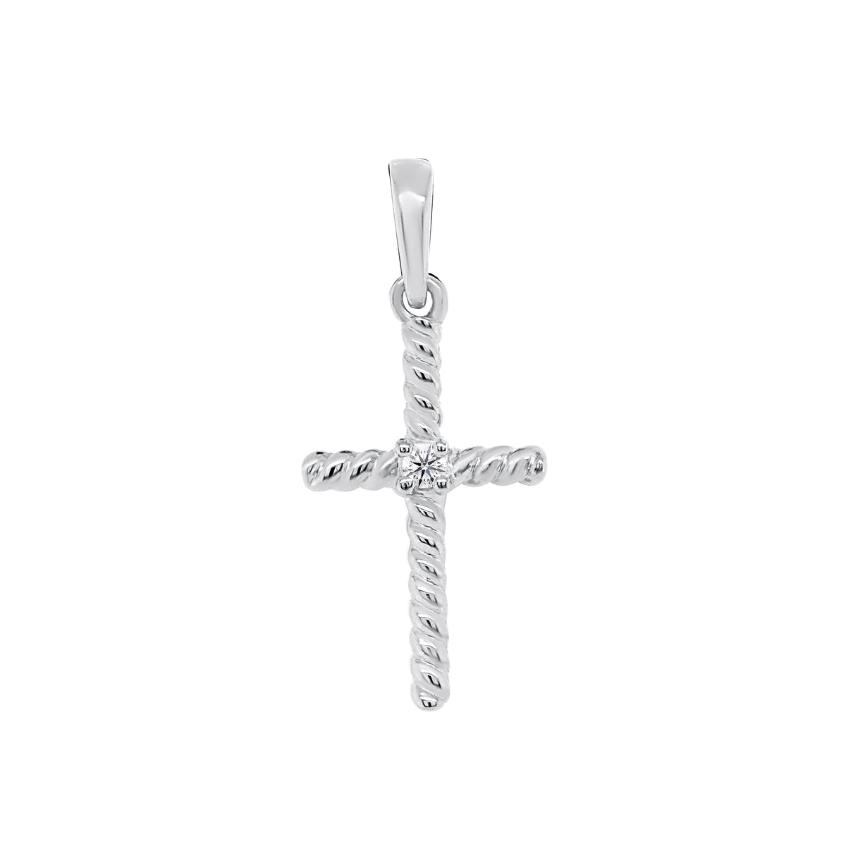 9ct white gold diamond set cross 0.01ct