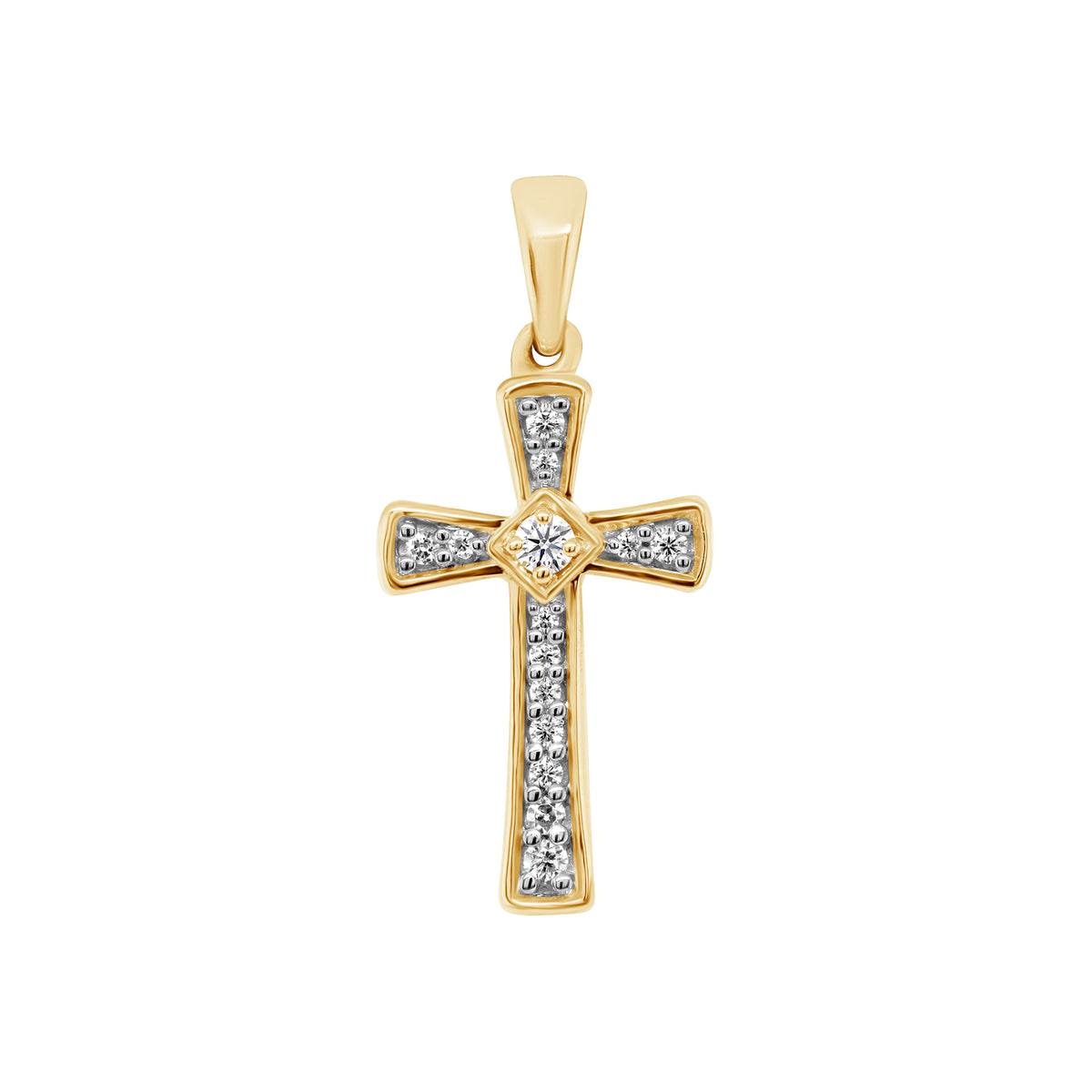 9ct gold diamond set cross 0.08ct