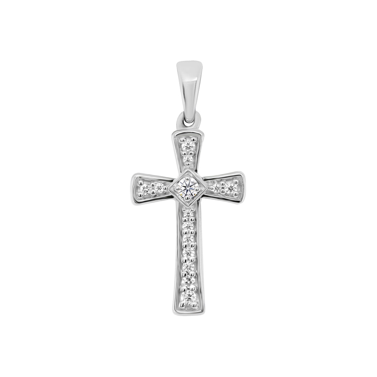 9ct white gold diamond set cross 0.08ct