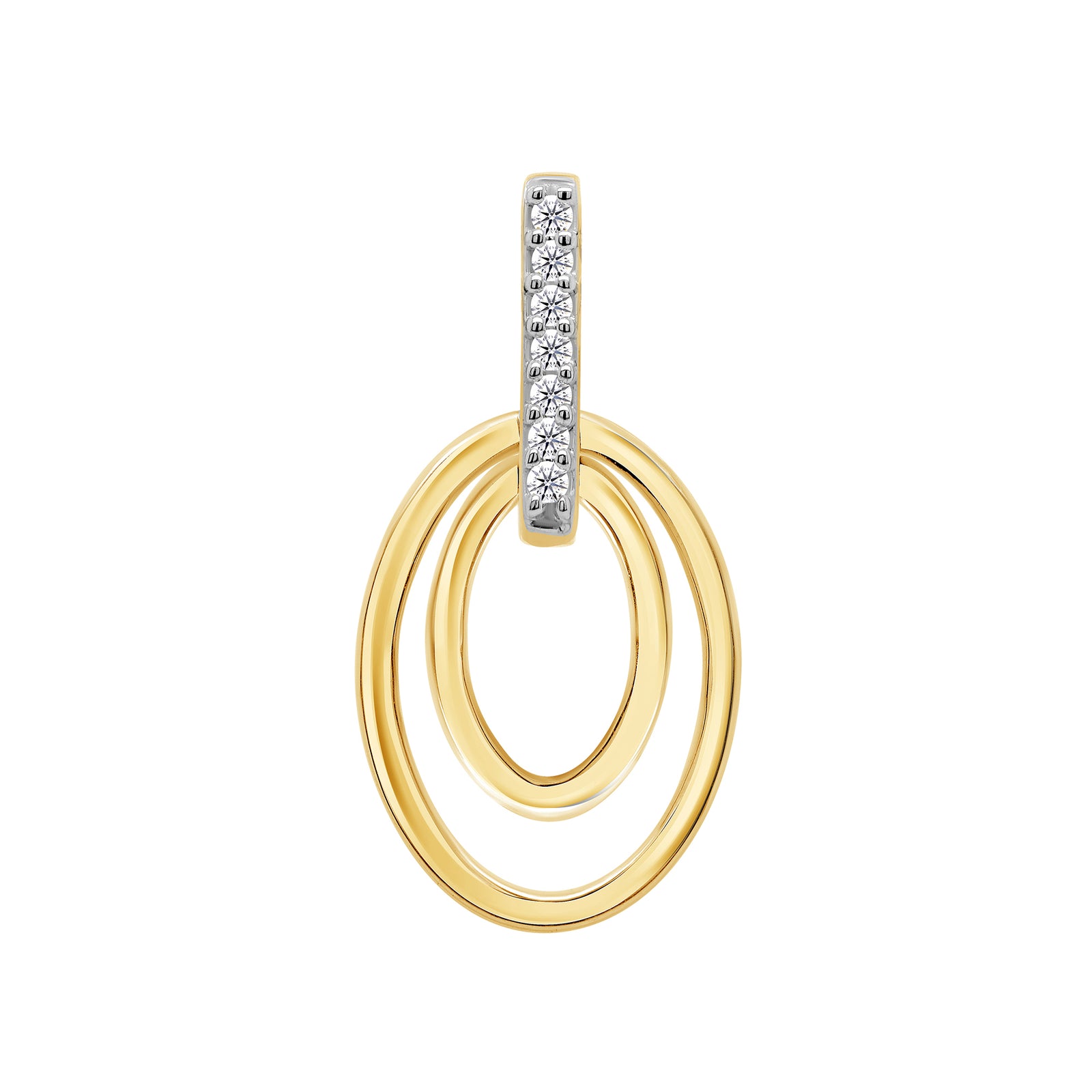 9ct gold diamond set twin oval pendant 0.02ct