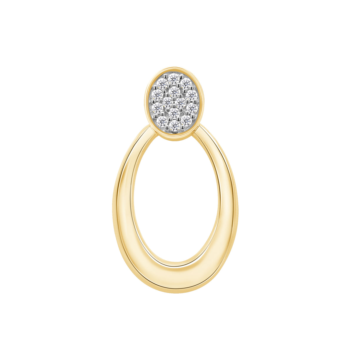 9ct gold oval with diamond set top pendant 0.06ct