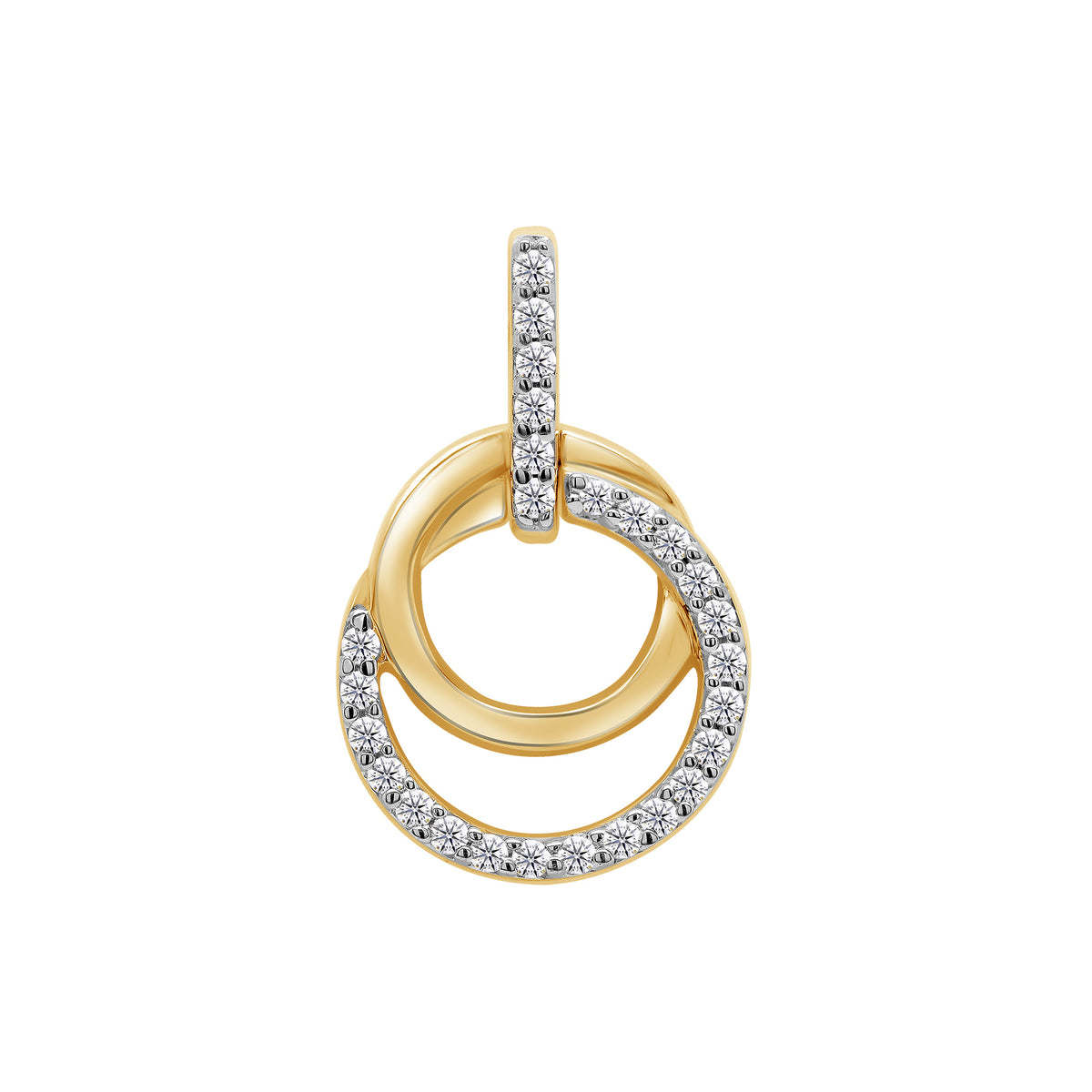 9ct gold diamond set twin circle pendant 0.12ct