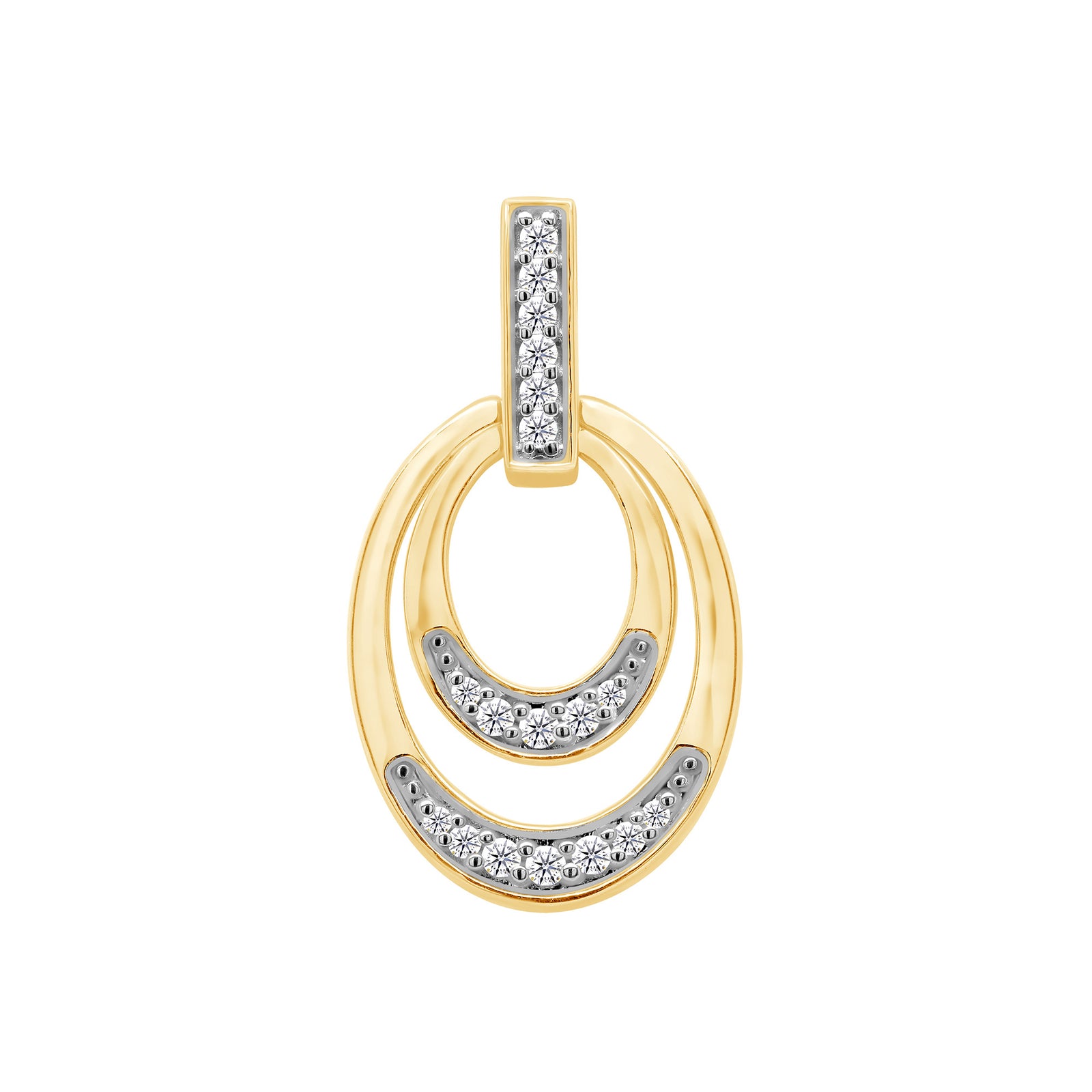 9ct gold diamond set twin oval pendant 0.09ct
