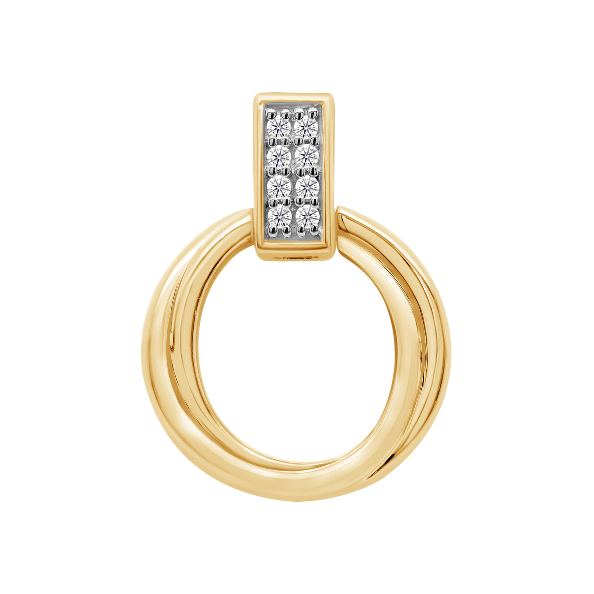 9ct gold plain twisted circle diamond set top pendant 0.03ct