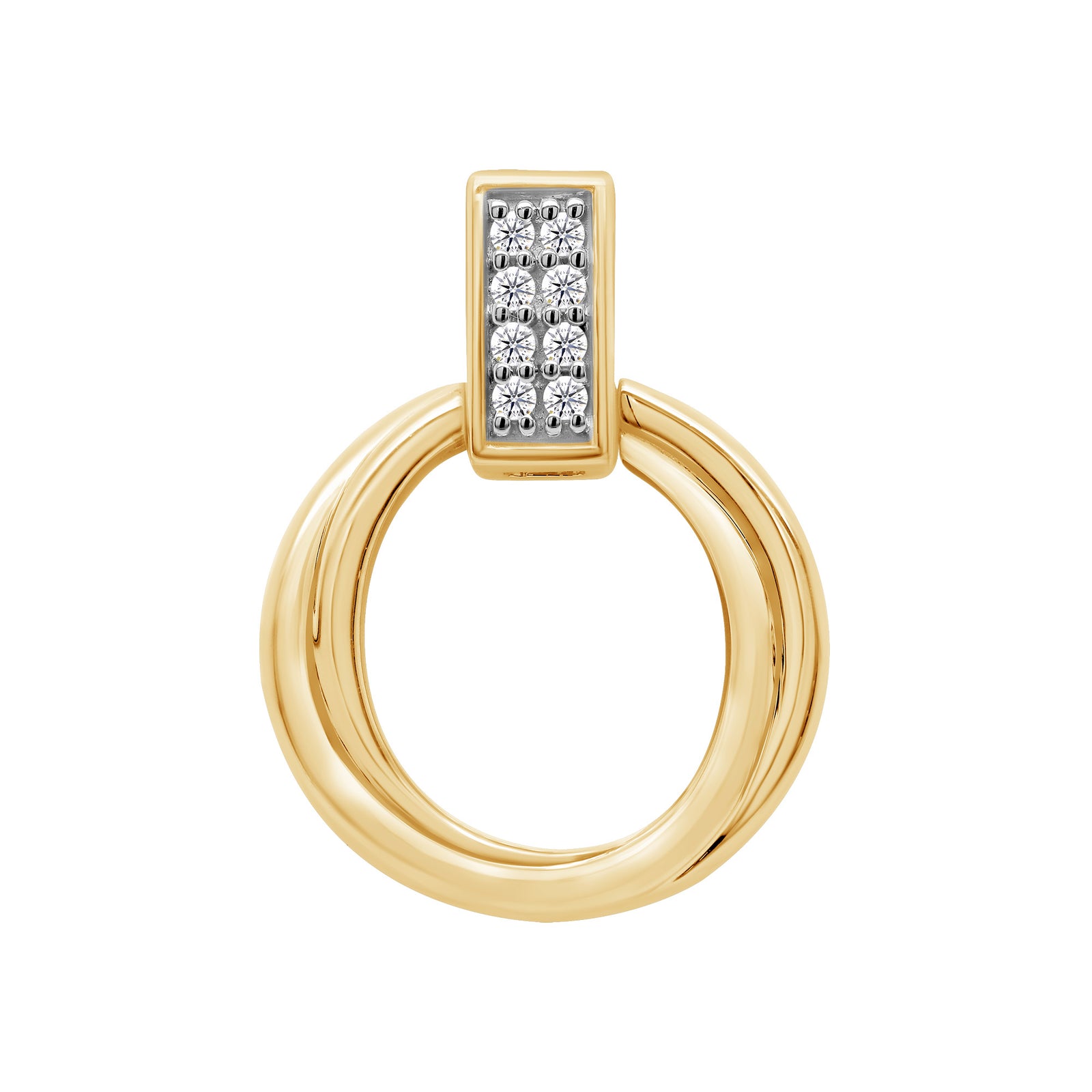 9ct gold plain twisted circle diamond set top pendant 0.03ct